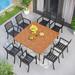 9-Piece Patio Dining Set, 60 Inch Square Metal Table and 8 Metal Dining Chairs