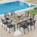 9-Piece Patio Dining Set, 60 Inch Square Metal Table and 8 Metal Dining Chairs