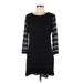 Forever 21 Contemporary Casual Dress - Shift Scoop Neck 3/4 sleeves: Black Print Dresses - Women's Size Medium