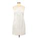 Banana Republic Casual Dress - Mini Crew Neck Sleeveless: White Print Dresses - Women's Size 6
