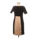 2b Rych Casual Dress - Sheath Crew Neck Short sleeves: Black Color Block Dresses - Women's Size 6