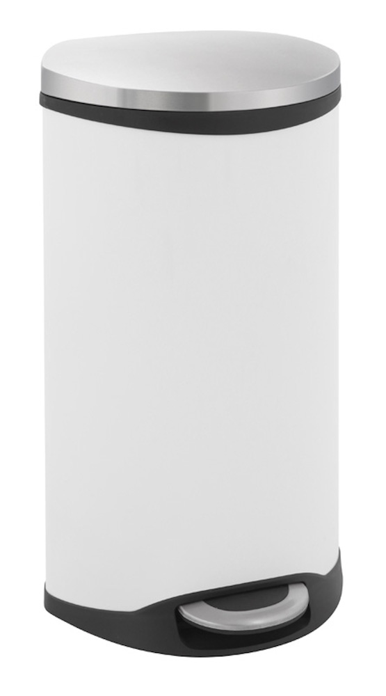 PROREGAL Auffallender muschelförmiger Treteimer | 30 Liter, HxBxT 69x34x37,5cm | Weiß Image