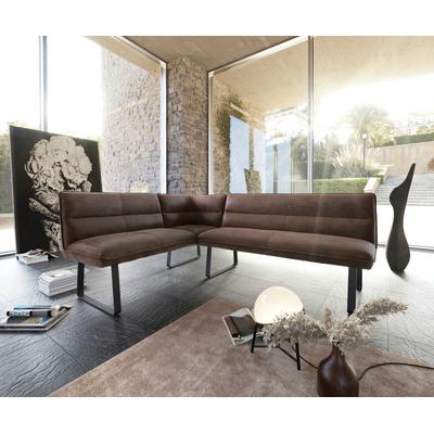 DELIFE Eckbank Salvo 200x160 cm Braun Vintage Metall Schwarz Variabel, Bänke Image