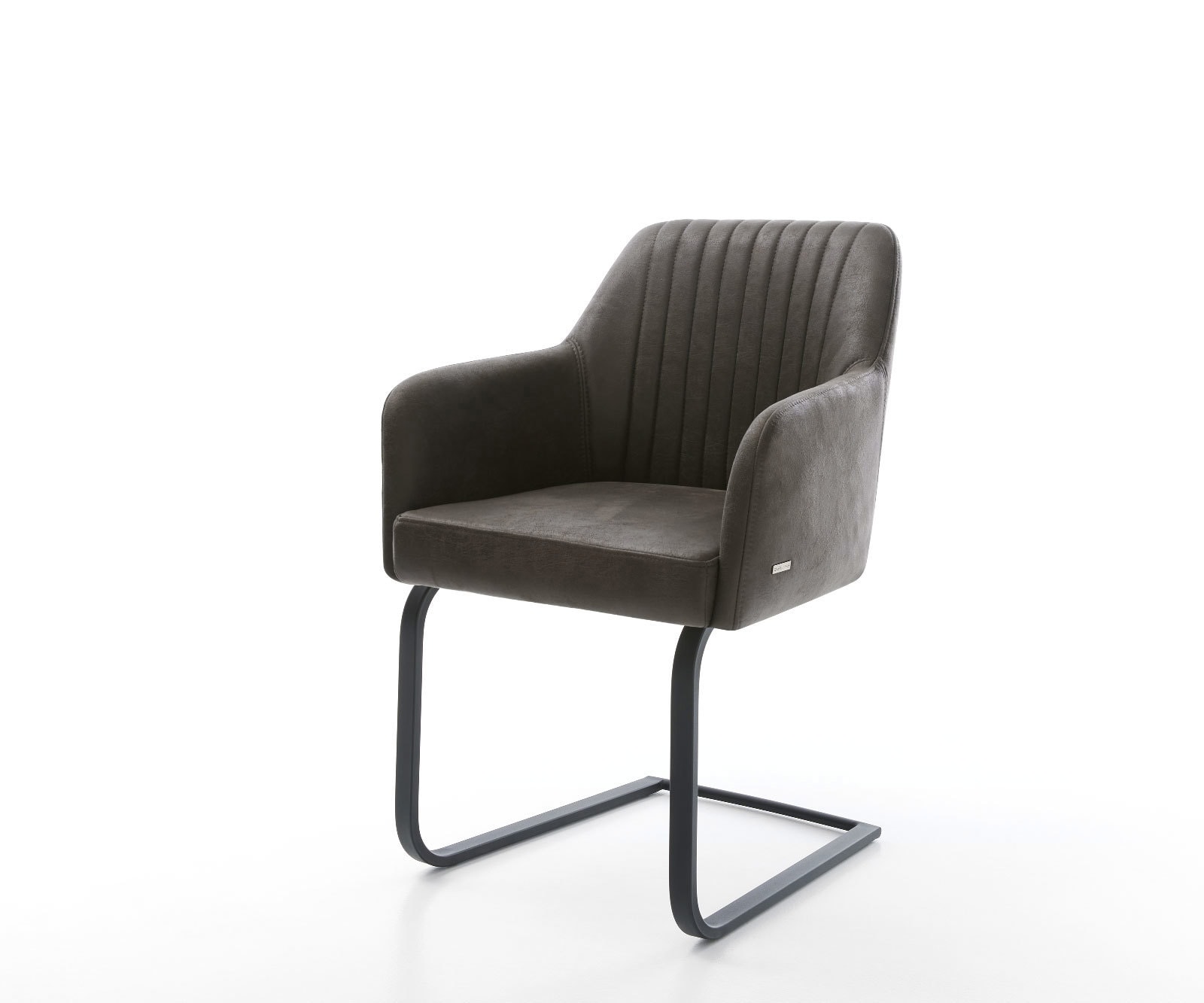 DELIFE Freischwinger Greg-Flex Mikrofaser Anthrazit Vintage Freischwinger flach Schwarz Taschenfederkern, Esszimmerstühle Image