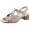 Sandalette ARA "LUGANO", Damen, Gr. 3 (35,5), beige (sand), Veloursleder, metallic, elegant, Schuhe, Sommerschuh, Sandale, Blockabsatz, mit Gummizug und Klettverschluss