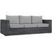 Summon Wicker Rattan Outdoor Patio Sunbrella Sofa by Modway Wicker/Rattan/Metal/Rust - Resistant Metal in Gray | 33.5 H x 89 W x 36 D in | Wayfair