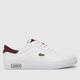 Lacoste powercourt trainers in white & burgundy
