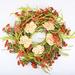 The Holiday Aisle® Osakis 26" Fall Winter Peony Floral Wreath For Front Door Silk in Green/Brown | 26 H x 26 W x 6 D in | Wayfair