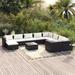 Hokku Designs Cobahn 11 Piece Rattan Sectional Seating Group w/ Cushions Synthetic Wicker/All - Weather Wicker/Wicker/Rattan in Black | Outdoor Furniture | Wayfair