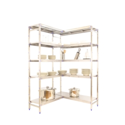 SimonRack Simoninox Edelstahl-Eckregal 5 Fachböden 2000x1260x400 mm (Höhe x Länge x Breite) Image