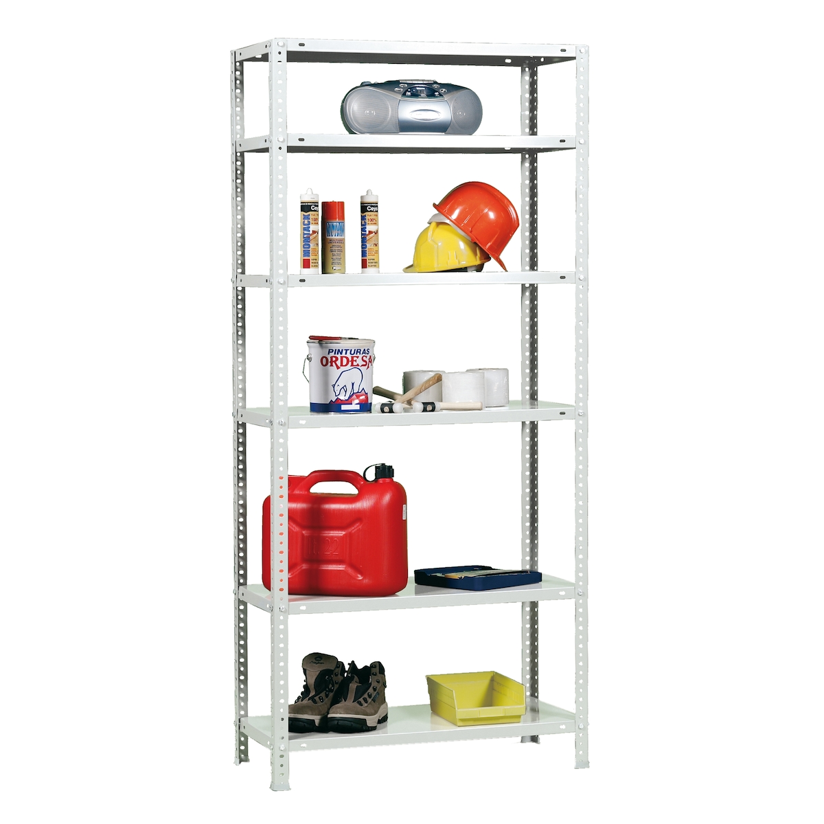 SimonRack Metallregal mit Schrauben Comfort 6 Fachböden mit 100 kg pro Ebene in WEISS 2000x1000x500 mm (Höhe x Länge x Breite) Image