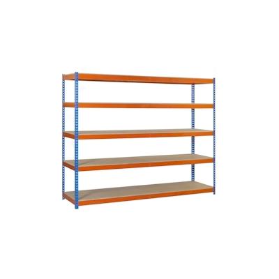 SimonRack Simonforte Spanplatte 5 Fachböden mit 400 kg pro Ebene in BLAU/ORANGE/HOLZ Farbe 2000x2400x600 mm (Höhe x Länge x Breite) Image