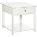 HOMCOM Bedside Table With Drawer and Bottom Shelf Square Side End Table - White