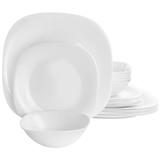 18 Piece Soft Square Opal Glass Dinnerware Set