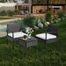 3-Piece Outdoor Wicker Bistro Conversation Set with Cushions - 28"H x 23.3"W x 23.3"D