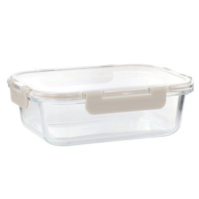 35 Ounce Rectangular Glass Container with Snap-On Lid - 35 Ounce