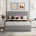 Full Size Linen Upholstered Platform Bed with Hydraulic Storage System and Solid Wood Slat Support