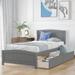 Twin Size Platform Bed with Two Drawers, Vintage Headboard & Footboard, Solid Wood Slats Support, Bedroom Furniture