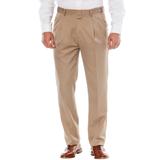 Men's Big & Tall KS Signature No Hassle® Classic Fit Expandable Waist Double-Pleat Dress Pants by KS Signature in Taupe (Size 72 38)