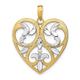 14ct Two tone Gold Textured Love Heart With Cut out Swirl Design Pendant Necklace Two color Measures 31.2x24.3mm Wide Jewelry Gifts for Women