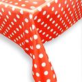 Red Polkadot Children's Easy Wipe Clean Tablecloth PVC Fabric for Kitchen Parties Picnics Rectangle - 400CM X 140CM