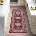 cozily® Traditional Floral Style Washable Antique Rug - 2 ft x 7 ft 2 in - Red - Small Runner for Hallway, Corridor, and Narrow Entrance