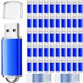 Hoteam 50 Pack USB 2.0 Flash Drives Bulk Blue Pen Drives Portable Pen Drives Thumb Drive with Hat USB Sticks Bulk with 50 Pcs Lanyards for Data Storage File Sharing Commercial Gift (2GB)