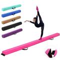 300 CM Folding Gymnastics Balance Beam Kids Training Beam Foldable Floor Gymnastics Balance Beam Flocked Cloth with Carry Handles for Training Home Gymnastics Practices