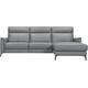 Ecksofa PLACES OF STYLE "Barano in Leder und Webstoff" Sofas Gr. B/H/T: 260 cm x 97 cm x 93 cm, Leder, Recamiere rechts, grau Leder-Ecksofas