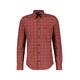 Langarmhemd LERROS "LERROS Karohemd, verdeckter Button-down-Kragen" Gr. 4XL, e x traweit, grau (lava red) Herren Hemden Oberhemden