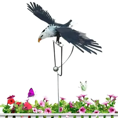 Statue d'aigle à tête blanche pour jardin piquet de jardin durable art de jardin à bascule grande