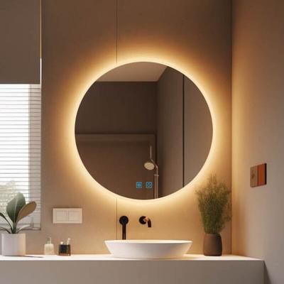 80cm Badspiegel mit Beleuchtung Rund led Wandspiegel Badezimmerspiegel mit Touch und 3 Lichtfarbe Image