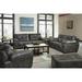 Clay 4-Piece Set with Faux Leather Sofa, Loveseat, Arm Chair, and Ottoman, Steel