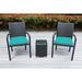 Ohana 3 Piece Black Wicker Outdoor Patio Stackable Bistro Set