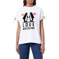 Love Moschino Women's Regular fit Short-sleevedwith Shoulders Curled with Logo Elastic Drawstring T-Shirt, Optical White, 48