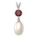 925 Sterling Silver Polished Garnet and 8 9mm Freshwater Cultured Pearl Teardrop Pendant Necklace Jewelry Gifts for Women