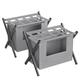 SONGMICS 2 Pack Luggage Rack with Removable Laundry Bag, Set of 2 Suitcase Stands for Guest Room, Foldable for Space-Saving Storage, Steel Frame, Hotel, Bedroom, Slate Gray URLR005G02
