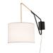 Meyda Lighting 14" Wide Cilindro Textrene Swing Arm Wall Sconce Metal/Fabric in Black/White | 22 H x 14 W x 28 D in | Wayfair 258185