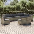 Latitude Run® 10 Piece Patio Lounge Set w/ Cushions Poly Rattan Wicker/Rattan in Gray | 22 H x 22.4 W x 22.4 D in | Wayfair