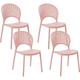 Set of 4 Plastic Dining Chairs Indoor Outdoor Stacking Side Chairs Pink Ostia - Pink