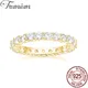 Trumium Ring Silver 925 Wedding Ring Round Zirconia Diamond Full Eternity Stackable Engagement