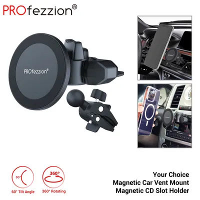PROfezzion Magnetic Holder Car CD Slot Air Vent Mount Stand Cell Phone Support for iPhone 15 14 13 12 Pro Max for iPhone 14 Plus
