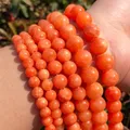 Natural Orange Jades Chalcedony Stone Beads Round Loose Beads For Jewelry Making 15"Strand 6 8 10