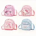 Sanrioed Cartoon Hello Kitty Melody Kulomi Messenger Bag Anime Cute Cat Casual Small Round Bag