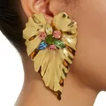 Large leaf earrings for women in gold color statement earrings 2020 large antique drop earrings