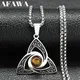 Viking Trinity Knot Necklace for Women Men Stainless Steel Tiger Eye Stone Irish Celtic Lucky Amulet