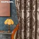 NAPEARL Brown Jacquard Curtains For Living Room Polyester Window Curtain Panel Luxury Semi Blackout
