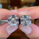 Asscher Cut Lab Diamond Stud Earrings 925 Sterling Silver Party Wedding Earrings For Women Bridal