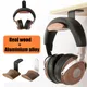 Pure Wood Walnut Headphone Stand Mount Solid Wooden Earphone Rack Hanger Aluminum Alloy Desktop