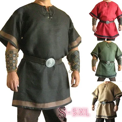 2025 männer Cosplay Medieval Vintage Renaissance Krieger Ritter Kostüm Männer Nordic Armee Piraten Tunika Hemd Tops Renaissance Image